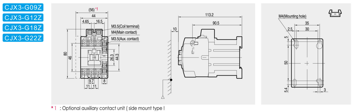 CJX3-G GMC AC contactor original product and dimension drawing 5