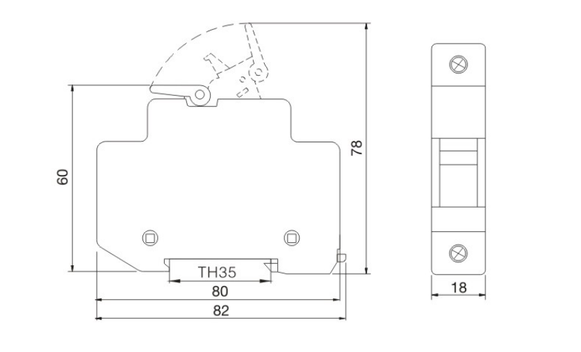 RT18-32 10x38mm Fuse Holder dimension drawing 1