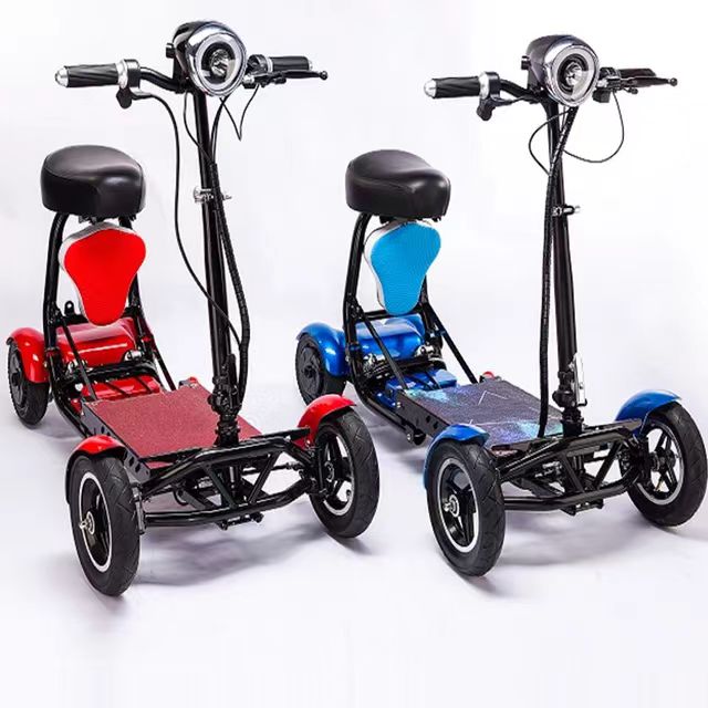 4-wheel auto easy fold mobility scooter with 2 seats