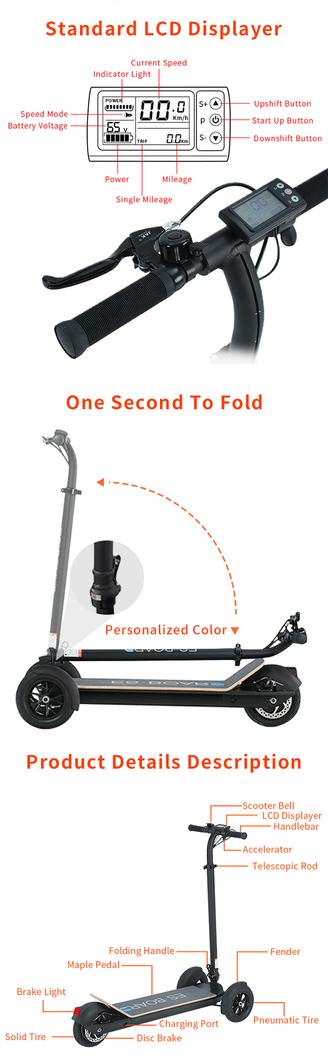 3 wheel Electric scooter product details
