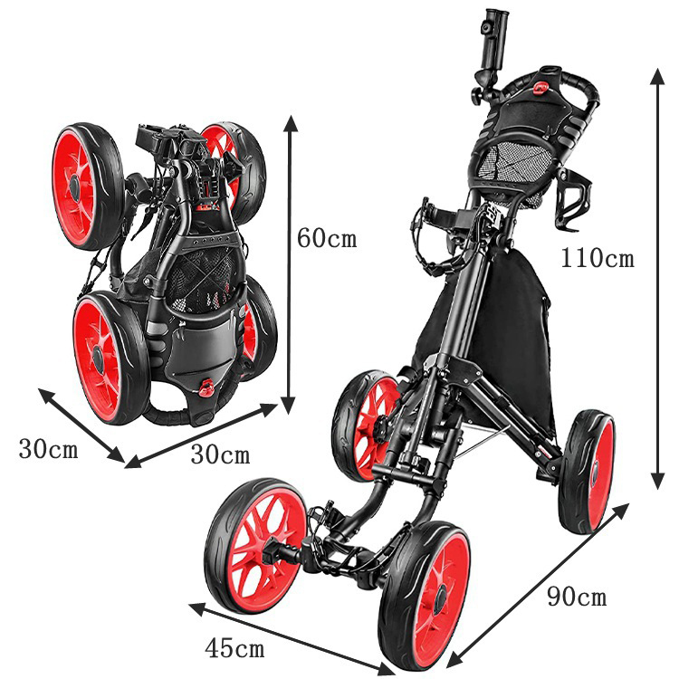 4 wheel foldable golf trolley