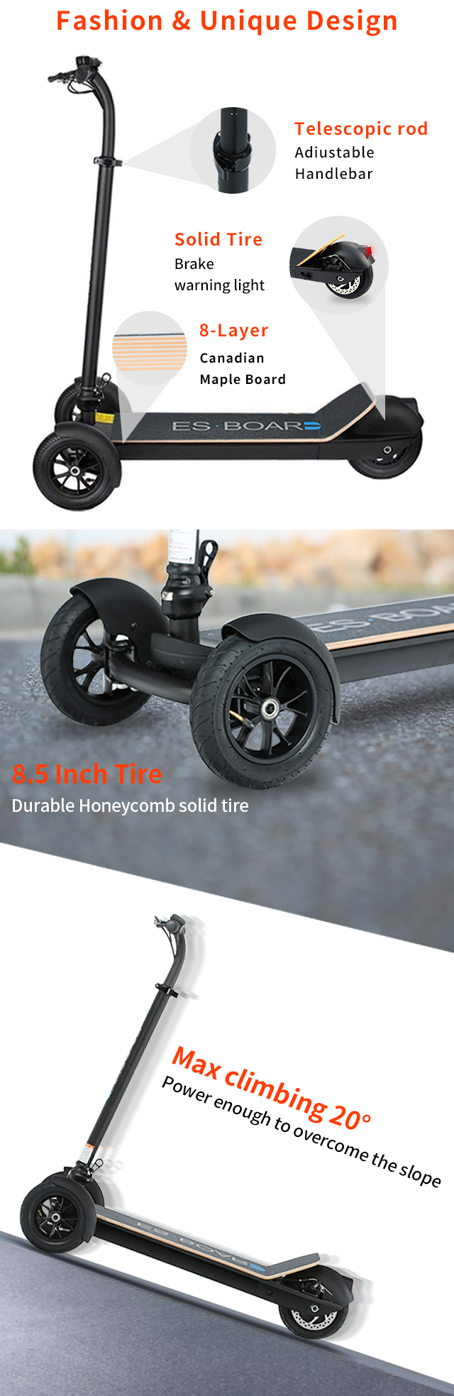 3 wheel electric scooter product details
