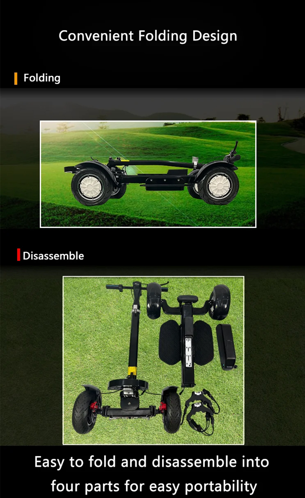 4 wheels electric golf scooter folding