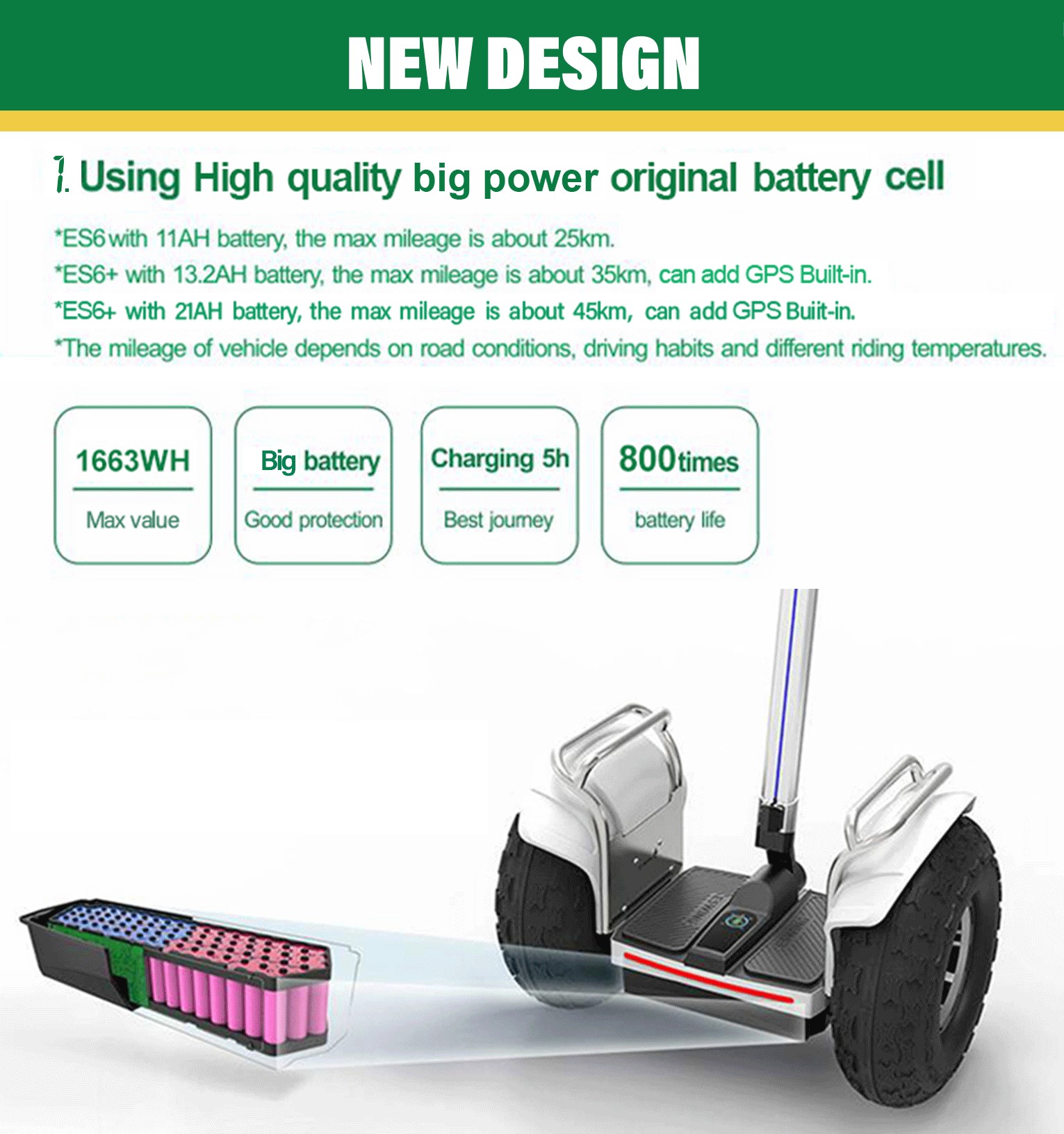 New Design Eswing two wheel self balancing scooter security