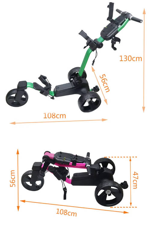 3-wheel Foldabe Electric Golf Push Cart Golf Trolleys Hover Image