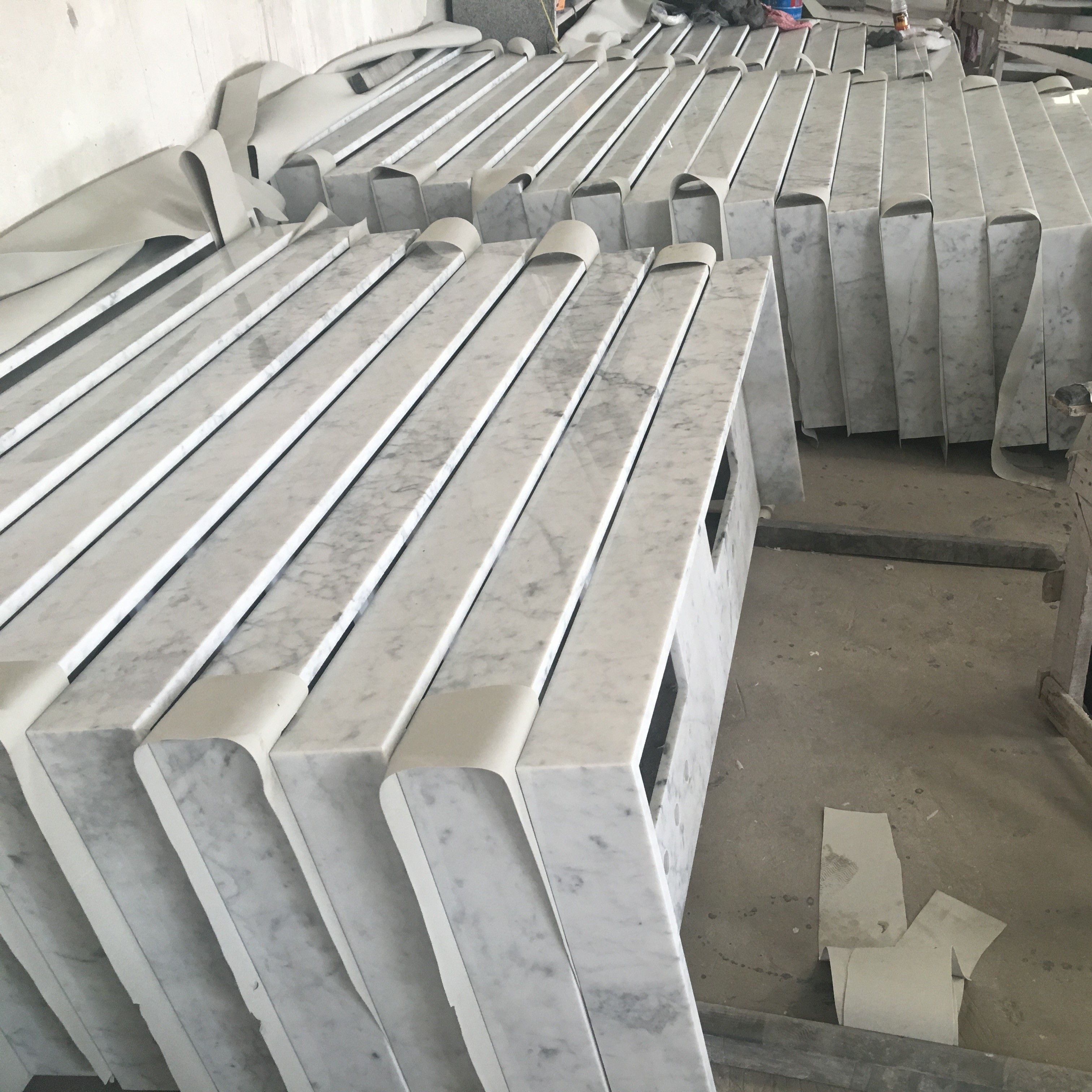 white carrara marble countertop in bathroom