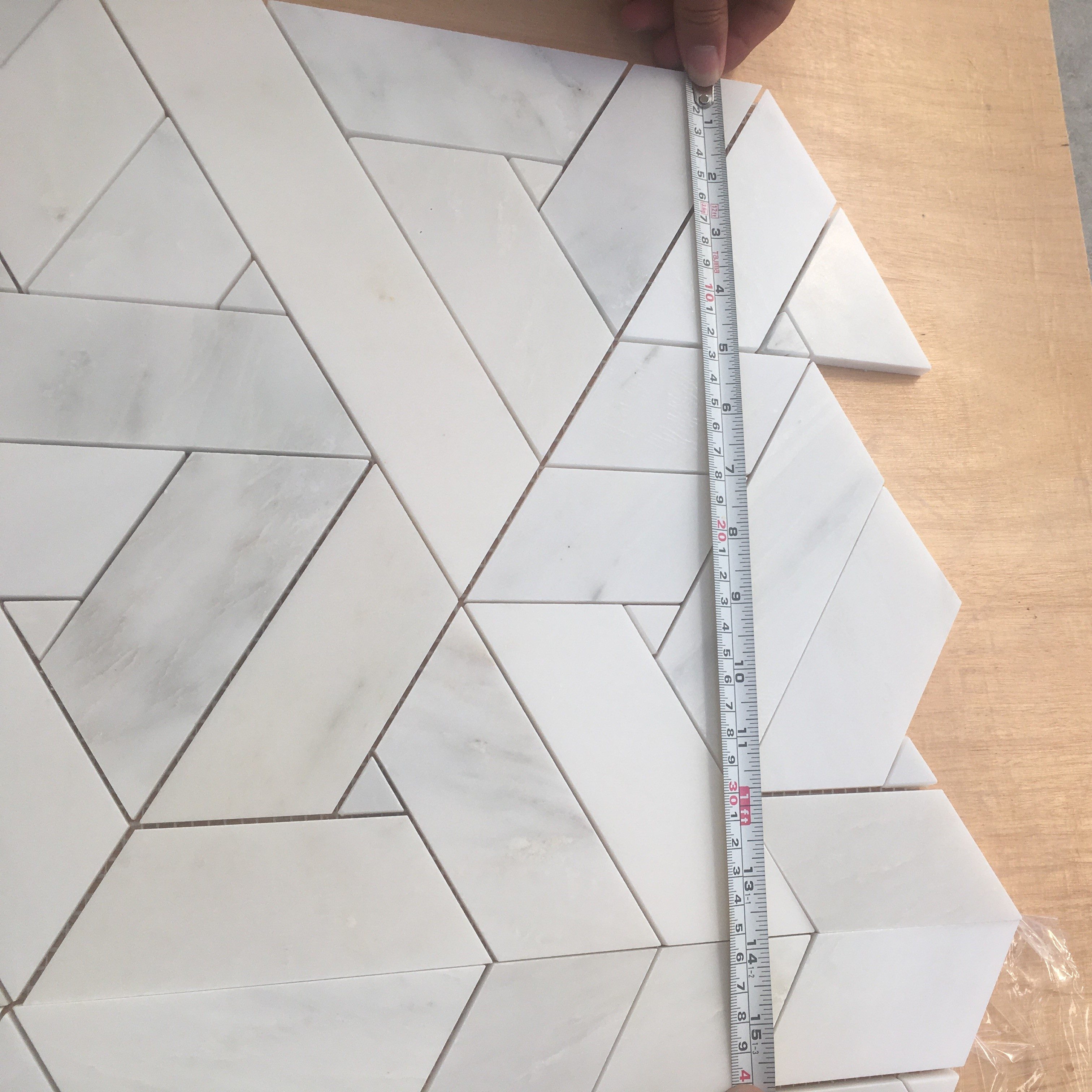 rhombus white marble mosaic tile