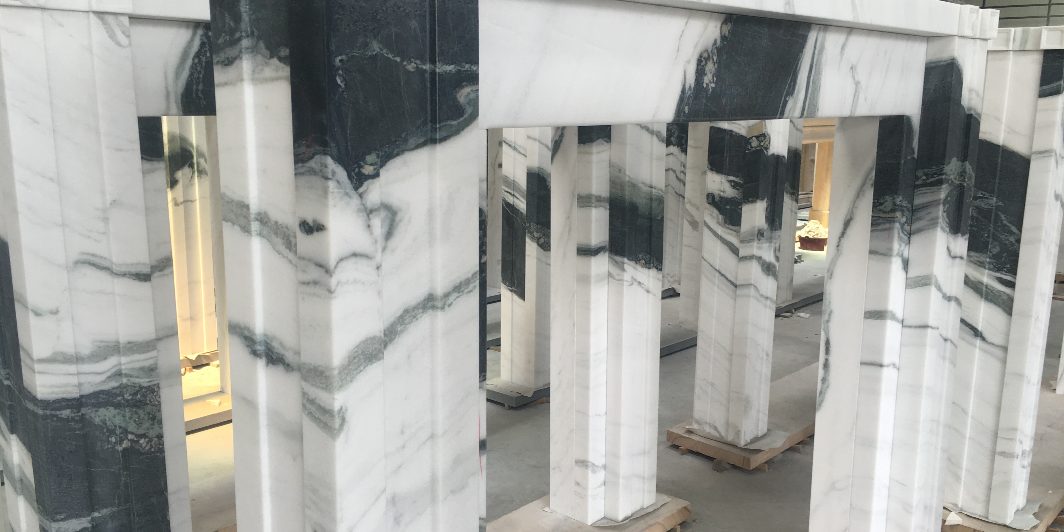 panda marble fireplace
