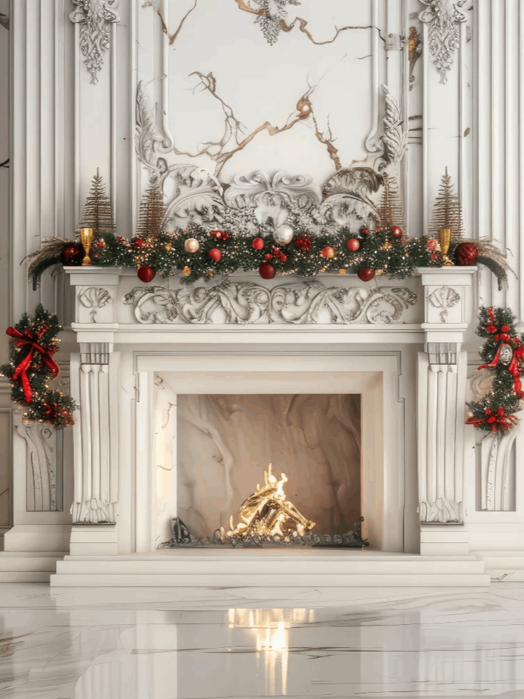 marble fireplace christmas decorating ideas 2024