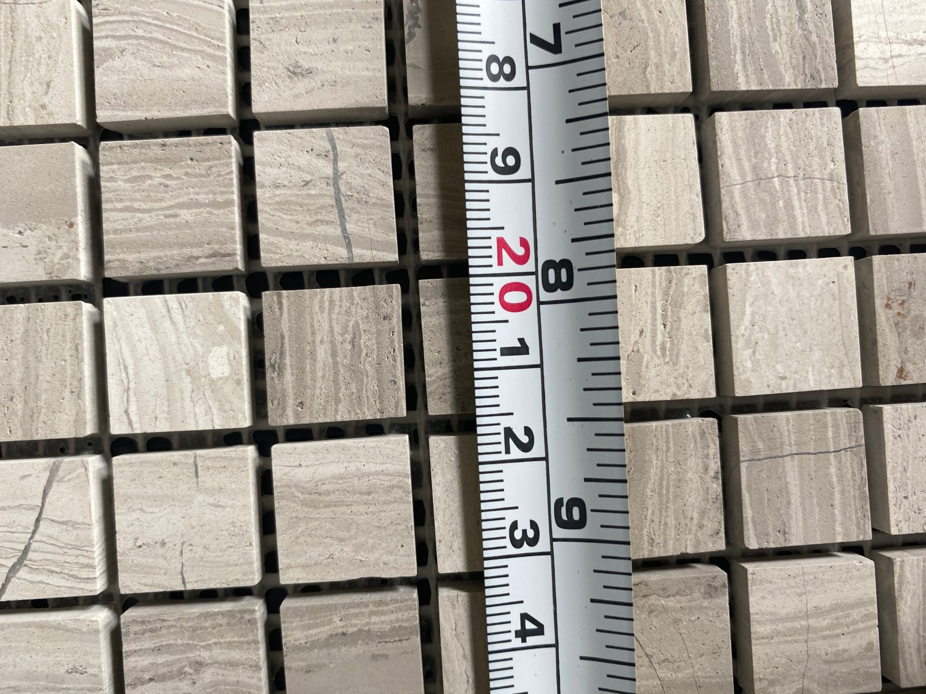Wooden White Marble Square Grid Mosaic Tile