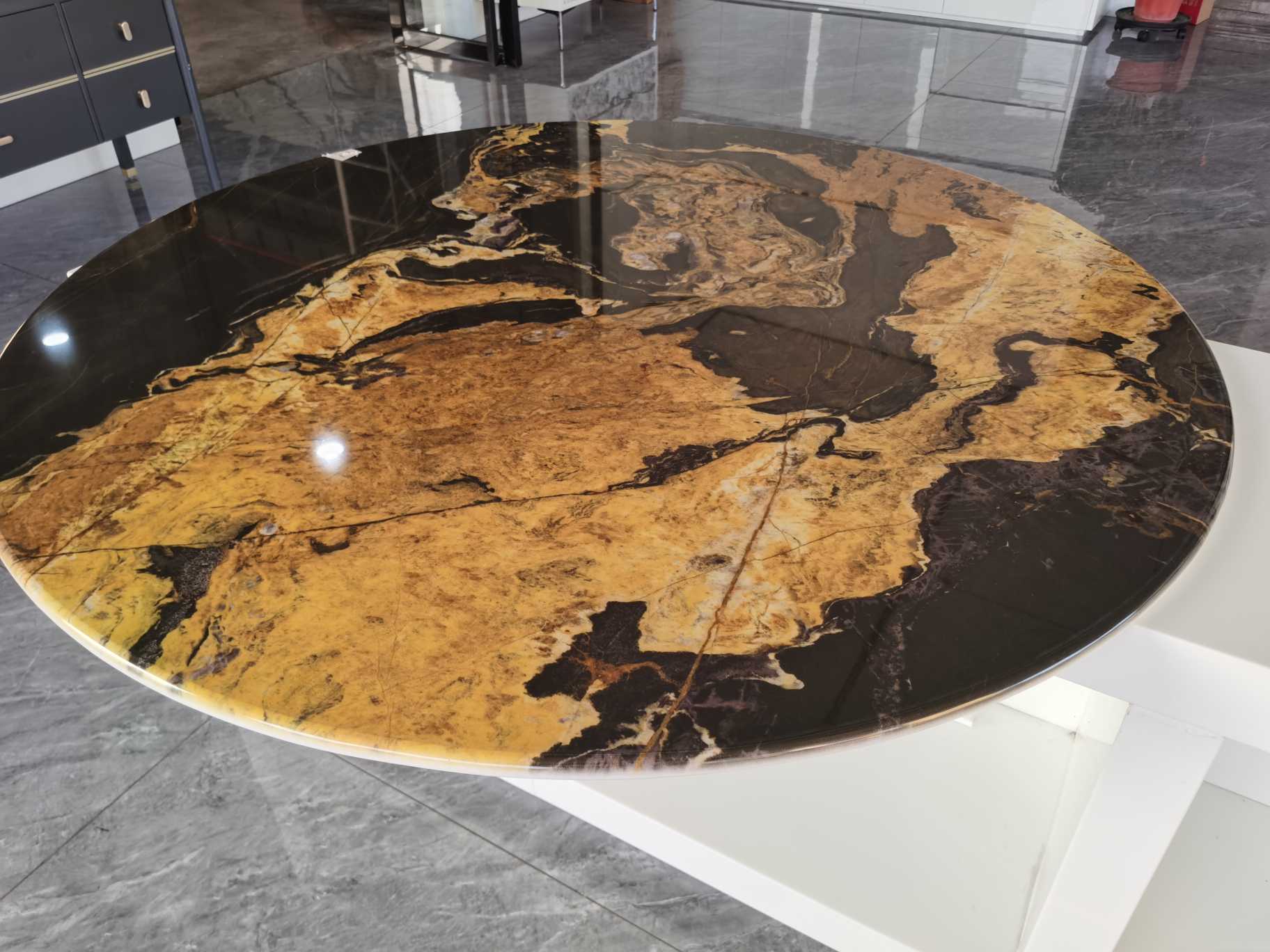 magma gold granite, stone dining table, marble stone dining table, river stone coffee table