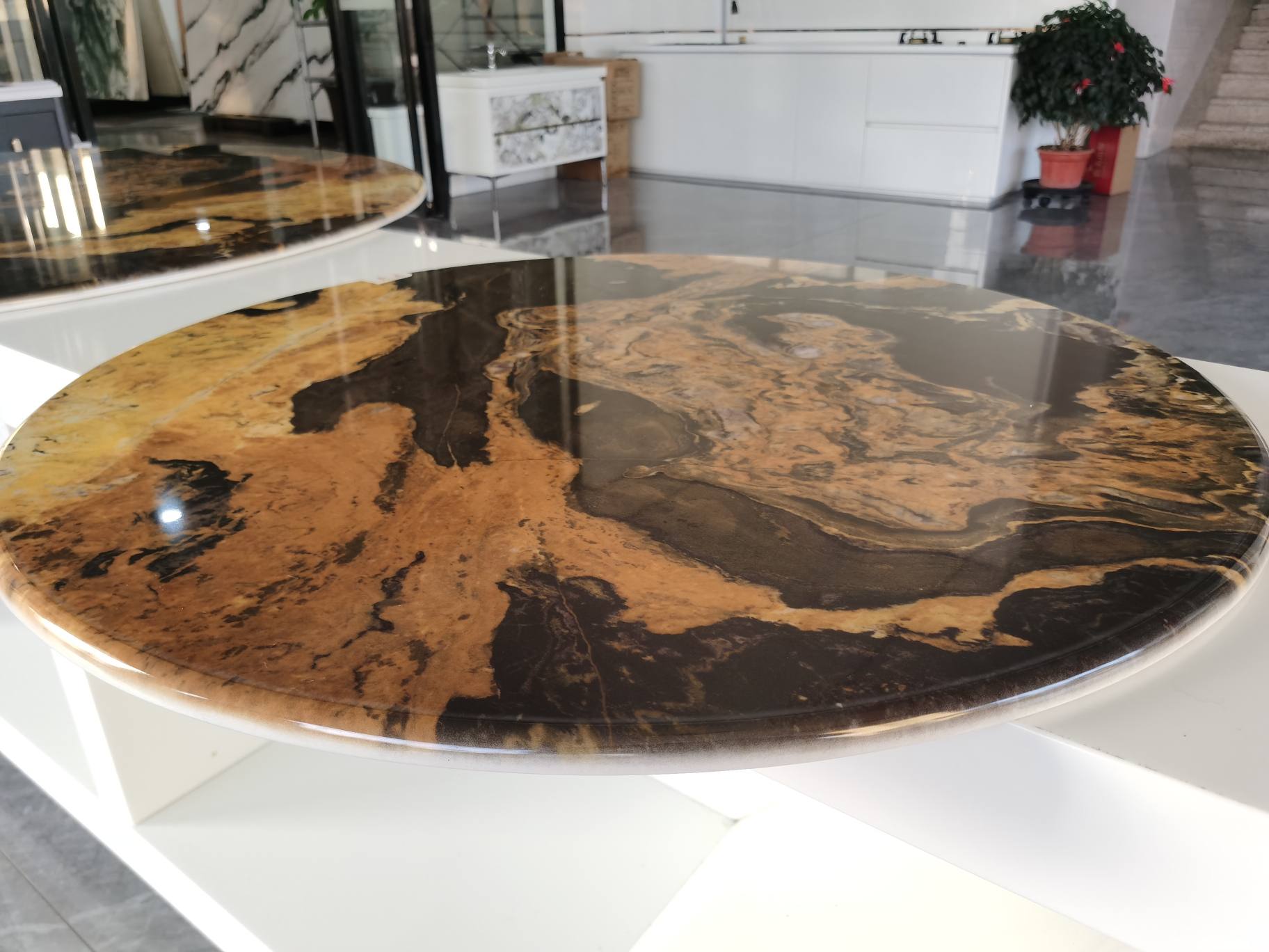 magma gold granite, stone dining table, marble stone dining table, river stone coffee table