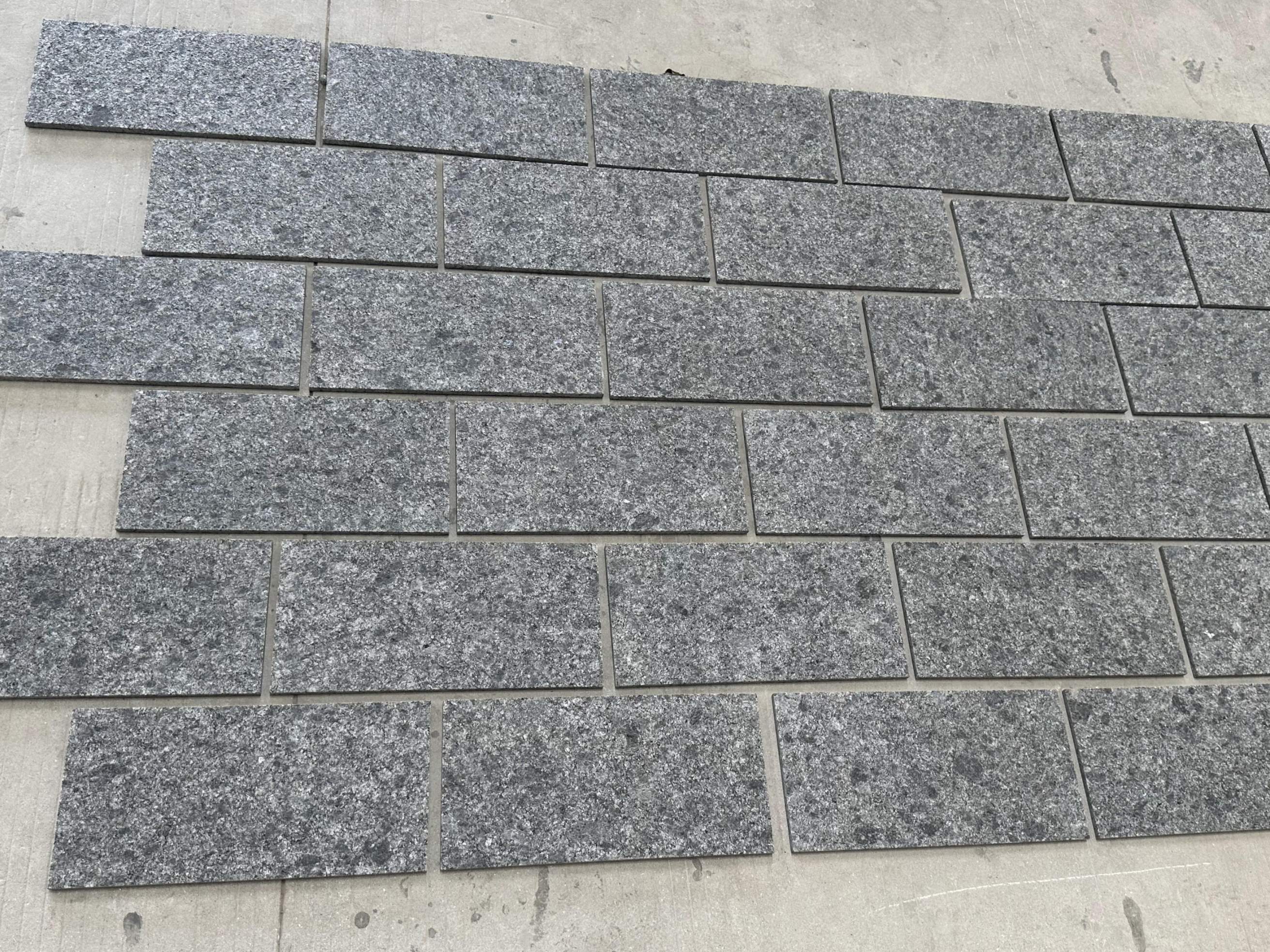 steel grey flamed granite wall, honed steel grey granite