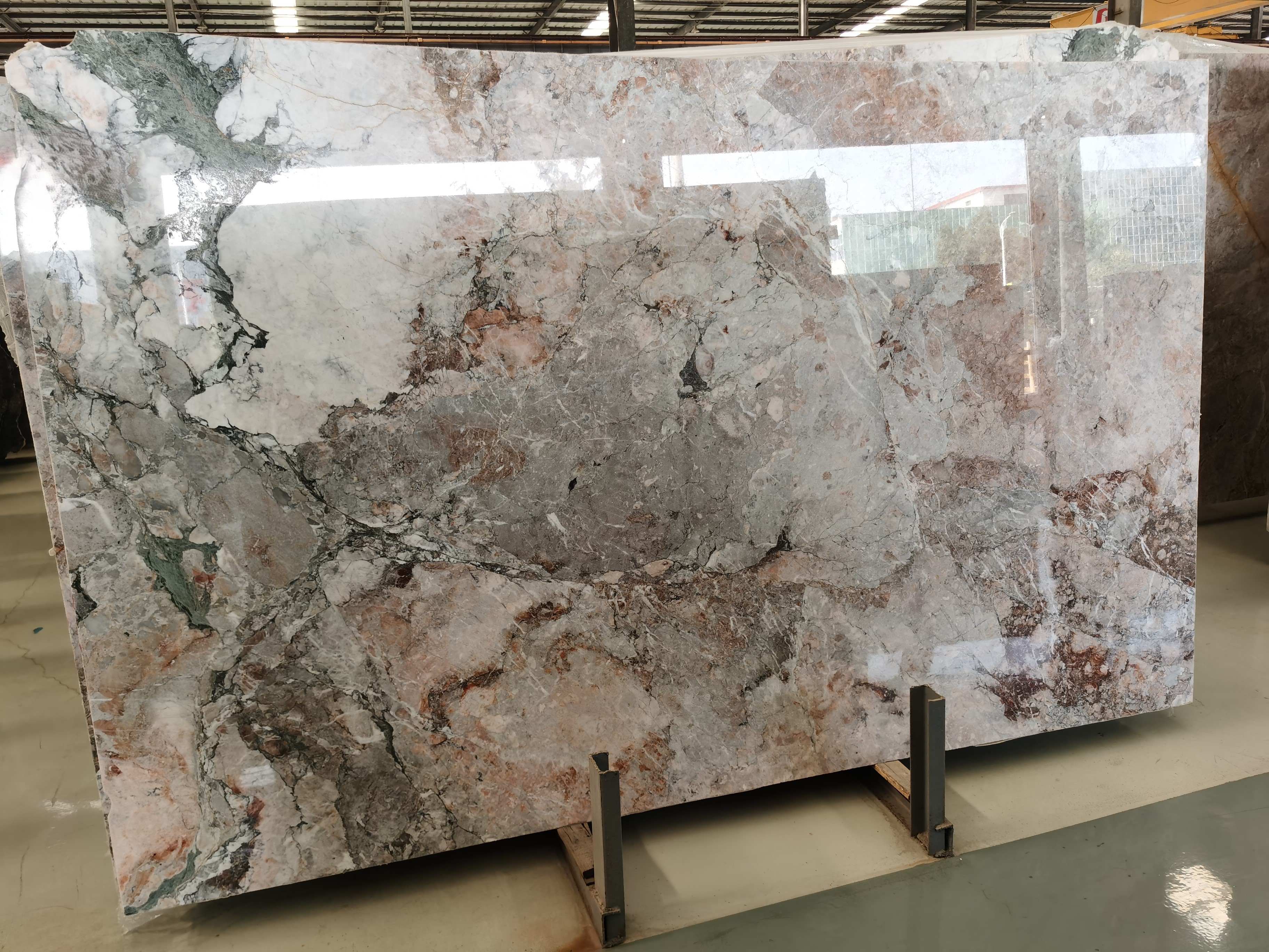 Four Seasons Marble slab, have pink, green, grey color