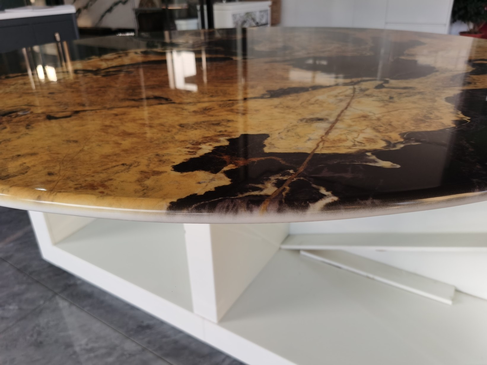 magma gold granite, stone dining table, marble stone dining table, river stone coffee table