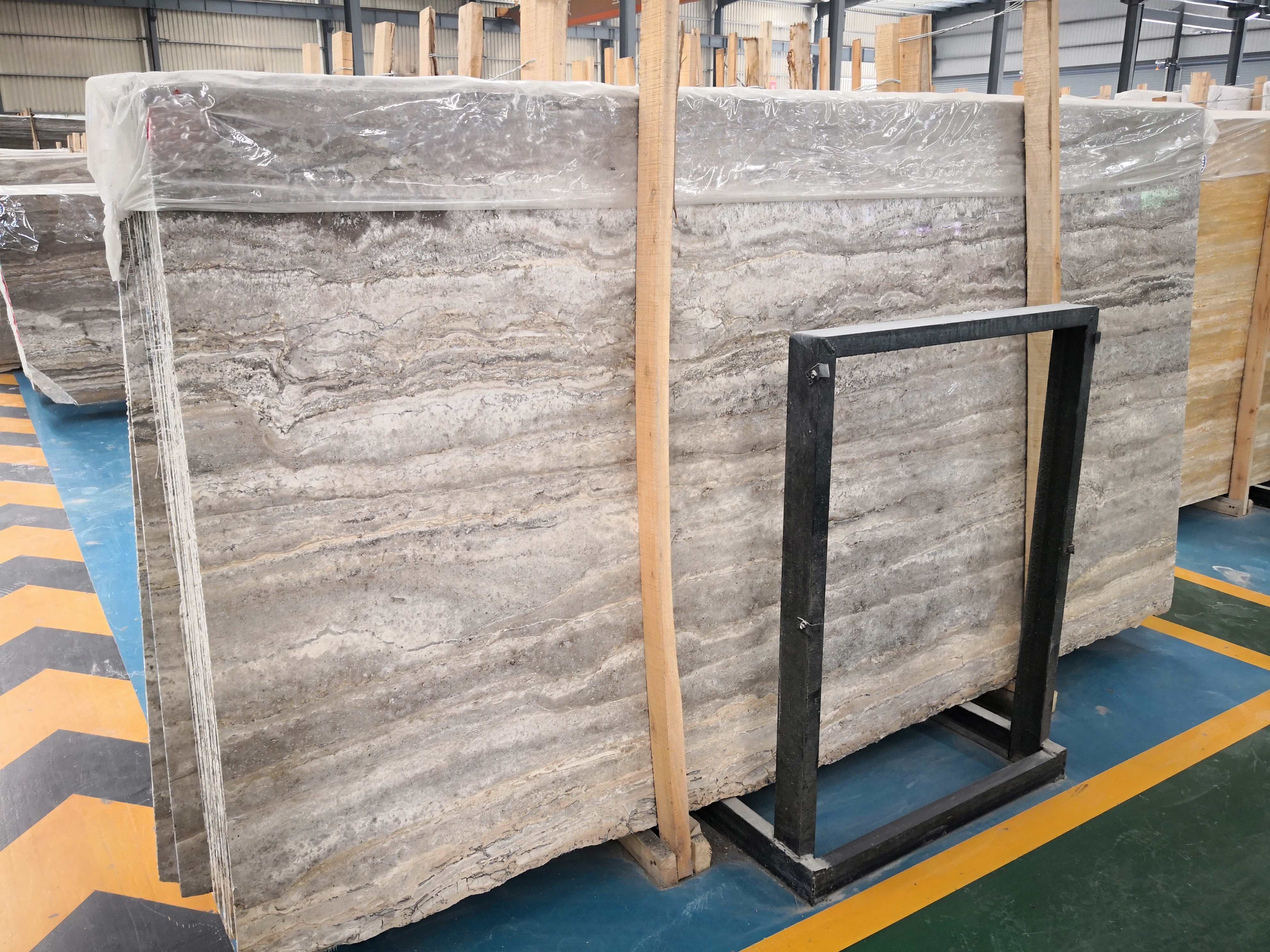silver travertine marble bathroom
