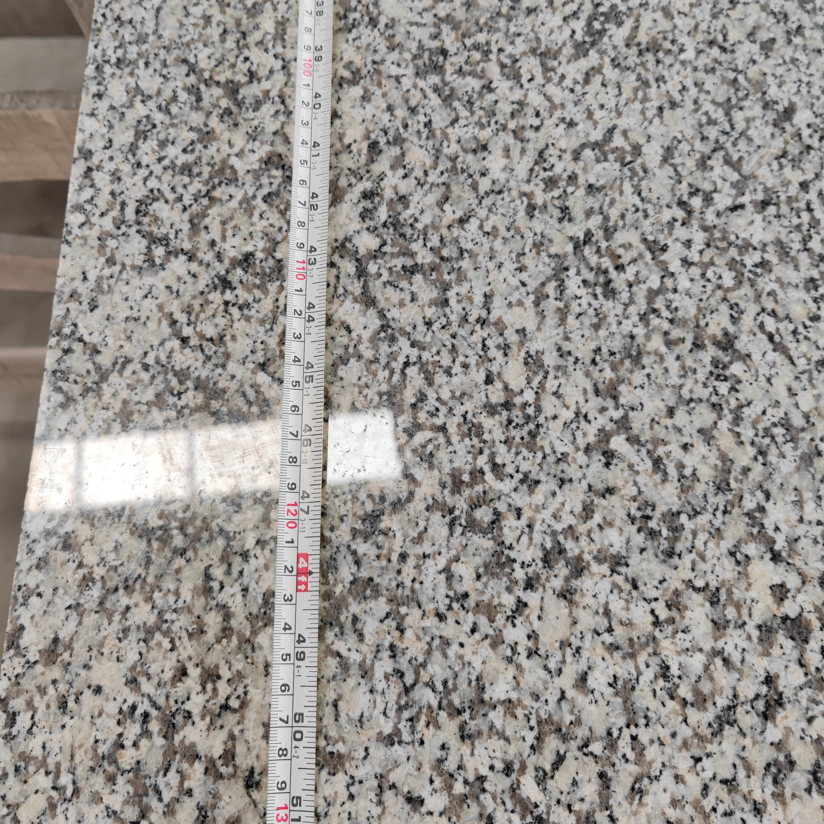 white granite countertops and has some spots