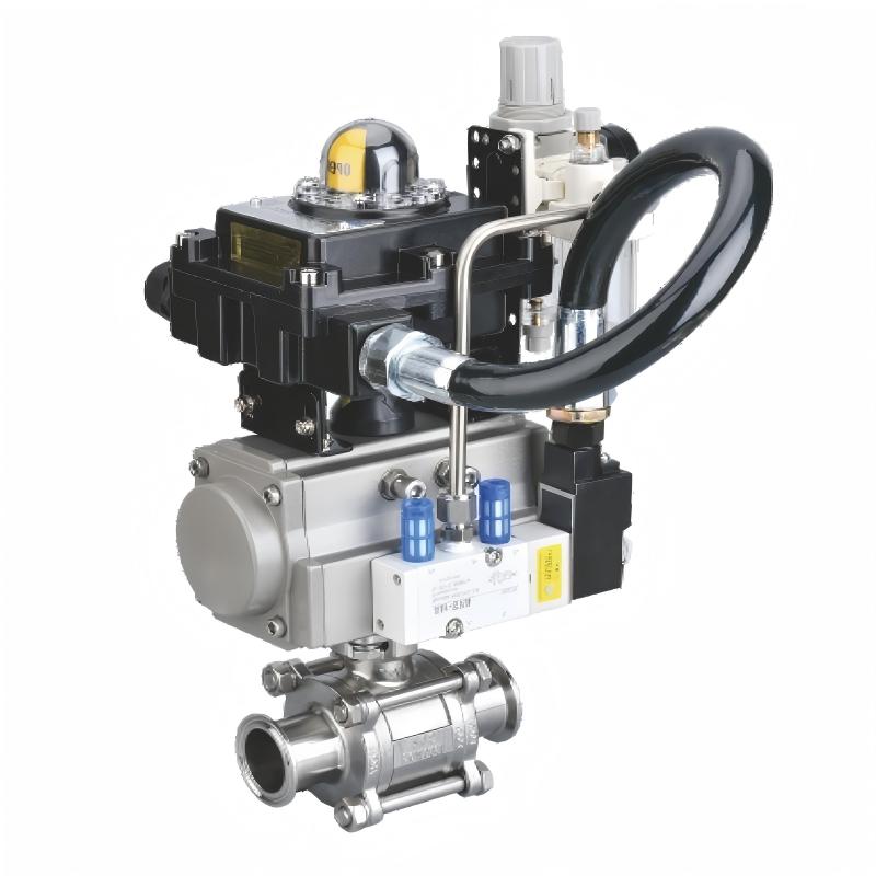 Side view of Sangyie Technology's hygienic regulating full cavity ball valve