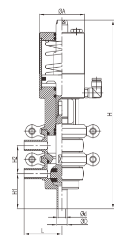 Hygienic stainless steel mini single seat diverter valves, Sanitary single seat diverter valves, single seat diverter valves, sanitary valves, hygienic valves, SS valves