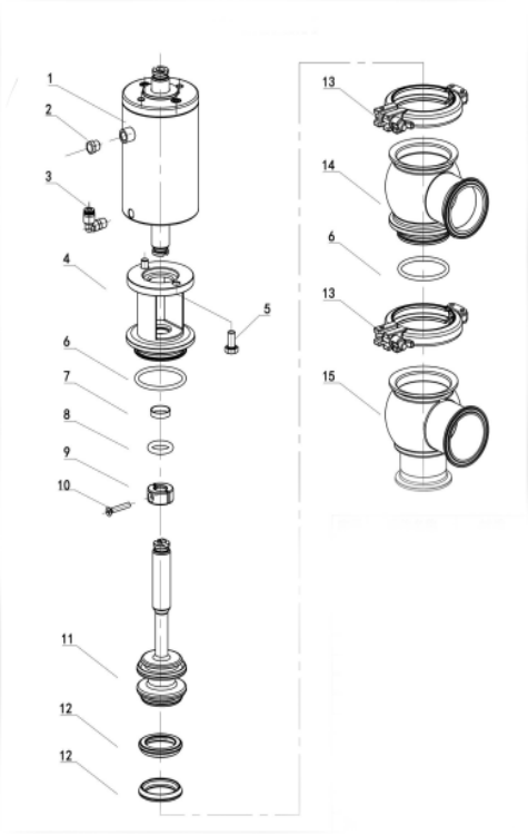 Hygienic single seat diverter valves, Sanitary SS single seat diverter valves, Pneumatic single seat diverter valves