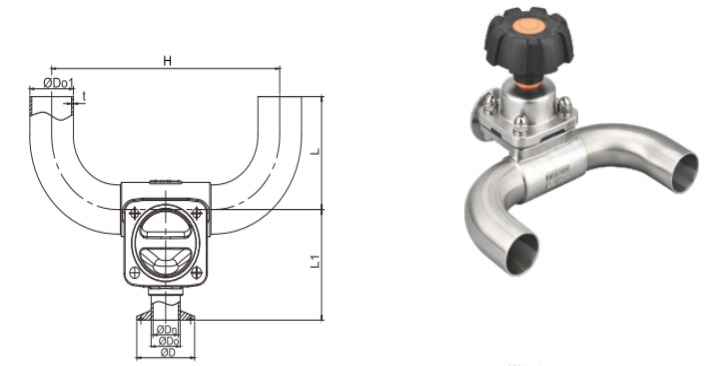 Sterile 3-way diaphragm valves, Aseptic 3-way diaphragm valves, Pharmaceutical 3-way diaphragm valves, sanitary valves, hygienic valves, SS valves