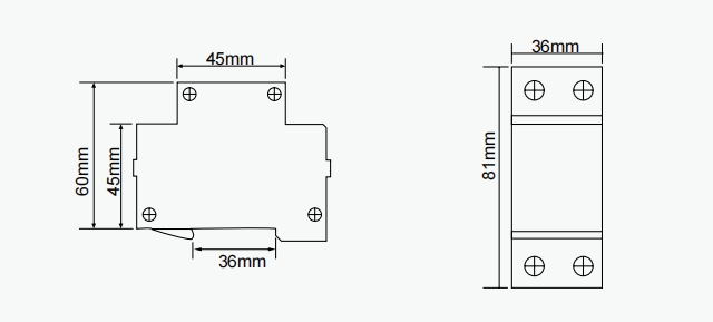 Overvoltage and Undervoltage Protector dimensions(mm)