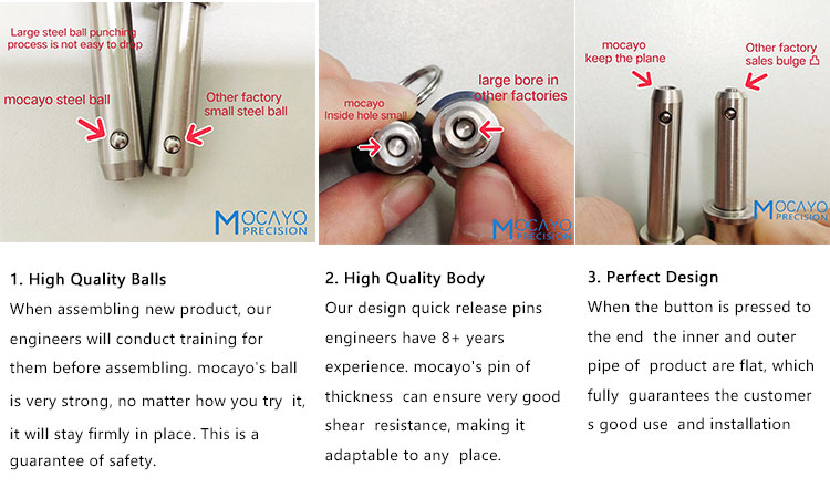 Quick release pin push button: The ultimate in fast, secure locking. Ideal for equipment, assemblies. Tough, easy to use—buy now!