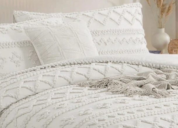 Tufted Chevron Chenille Duvet Cover Set