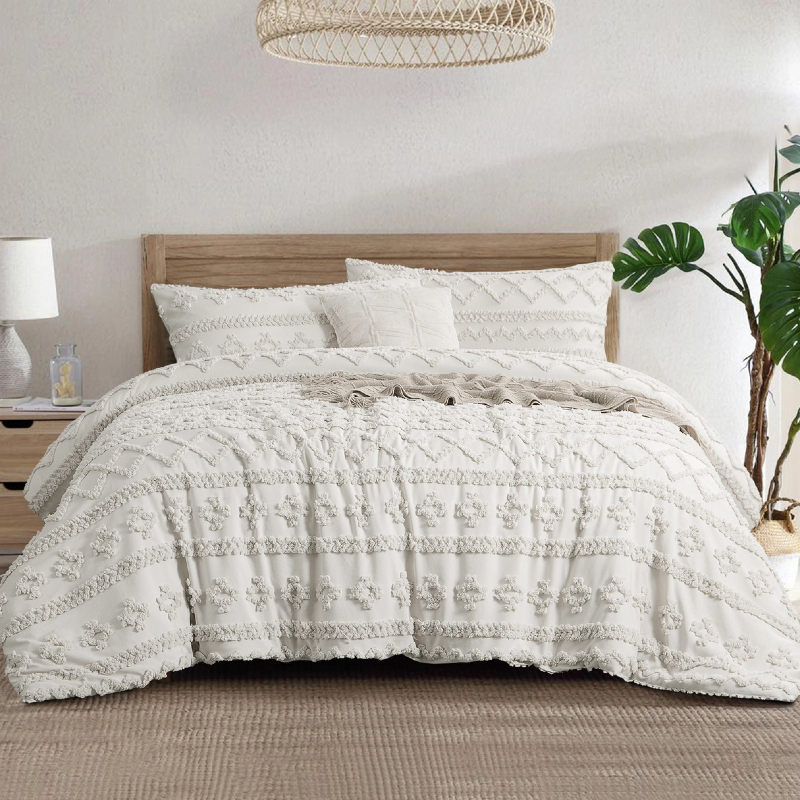 Tufted Chevron Chenille Duvet Cover Set