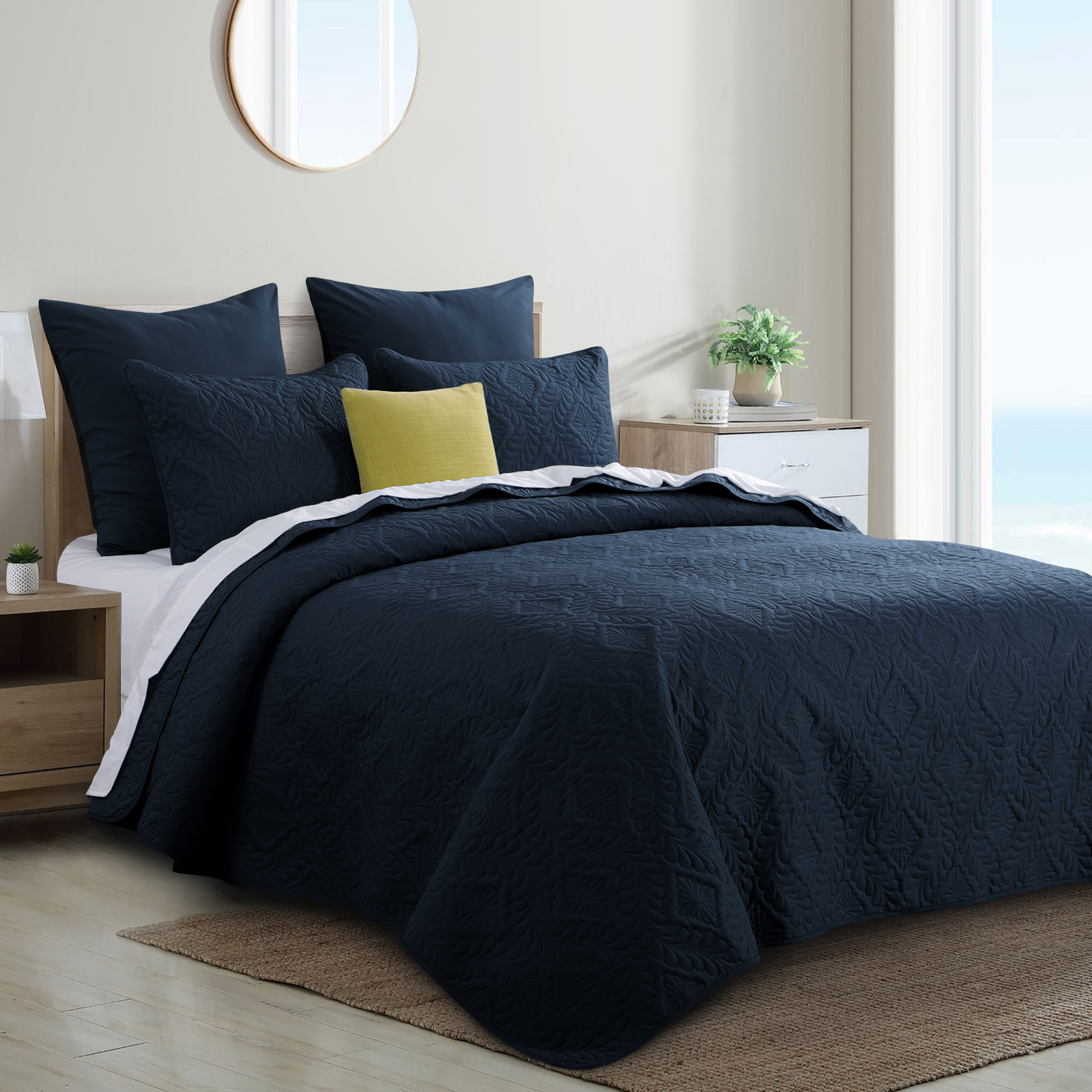 Navy Blue Bedspread
