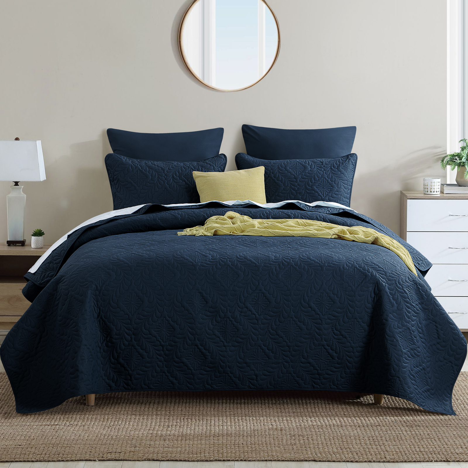 Navy Blue Bedspread