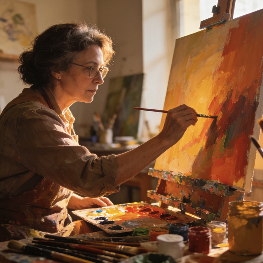 Watercolor Painting on High-Quality Canvas Surface