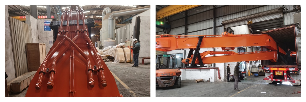 long reach excavator booms installtion