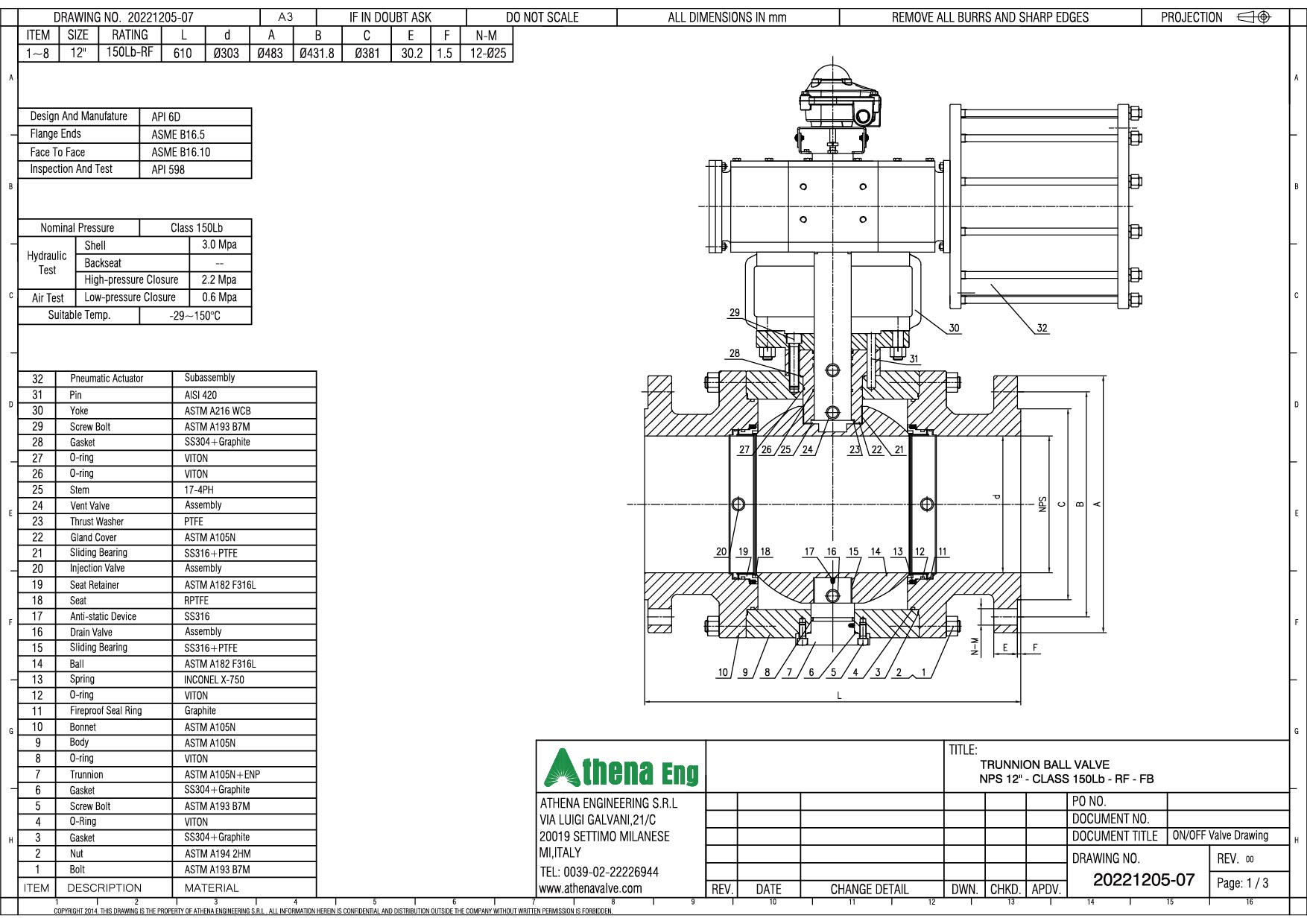 Pneumatic Actuator Sample Diagram Exploded view