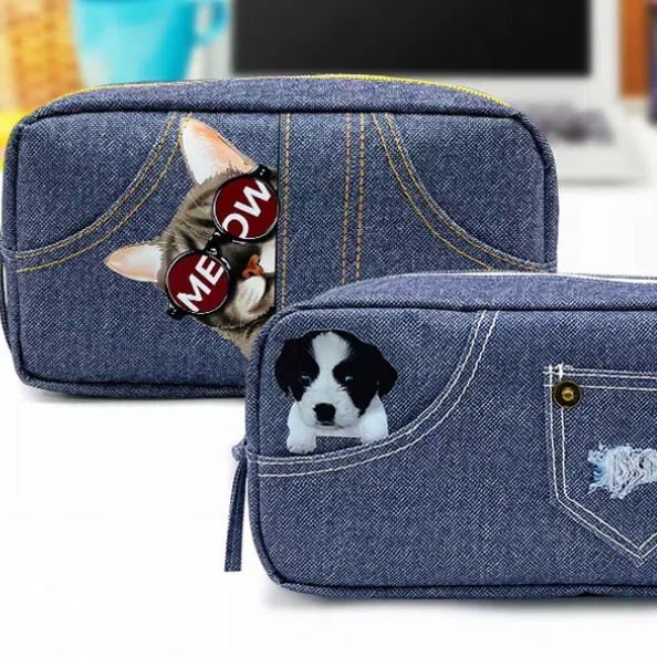 Simple and lovely denim pencil case