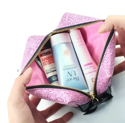 Fashionable and diamond-encrusted cosmetic bag