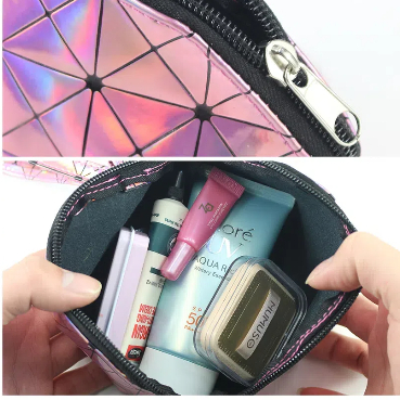 New geometric rhombus zipper cosmetic bag