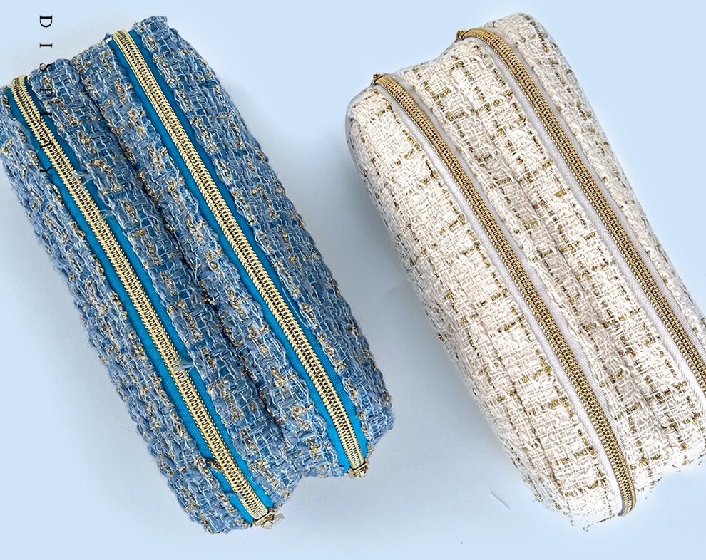 Chic Tweed Pencil Case – Elegant Utility in Chanel-Inspired Style
