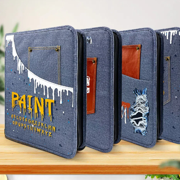 Large-capacity denim zipper binder
