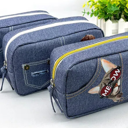 Simple and lovely denim pencil case