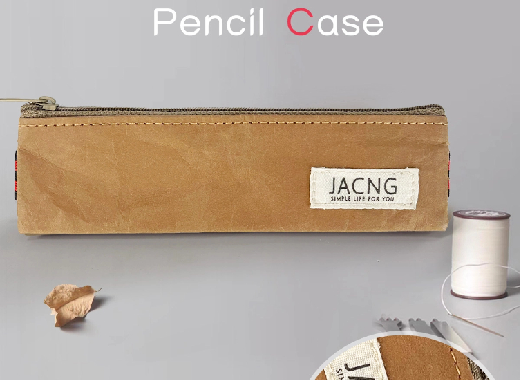 Washable Kraft Paper Minimalist Pencil Case – Durable, Stylish & Eco-Friendly