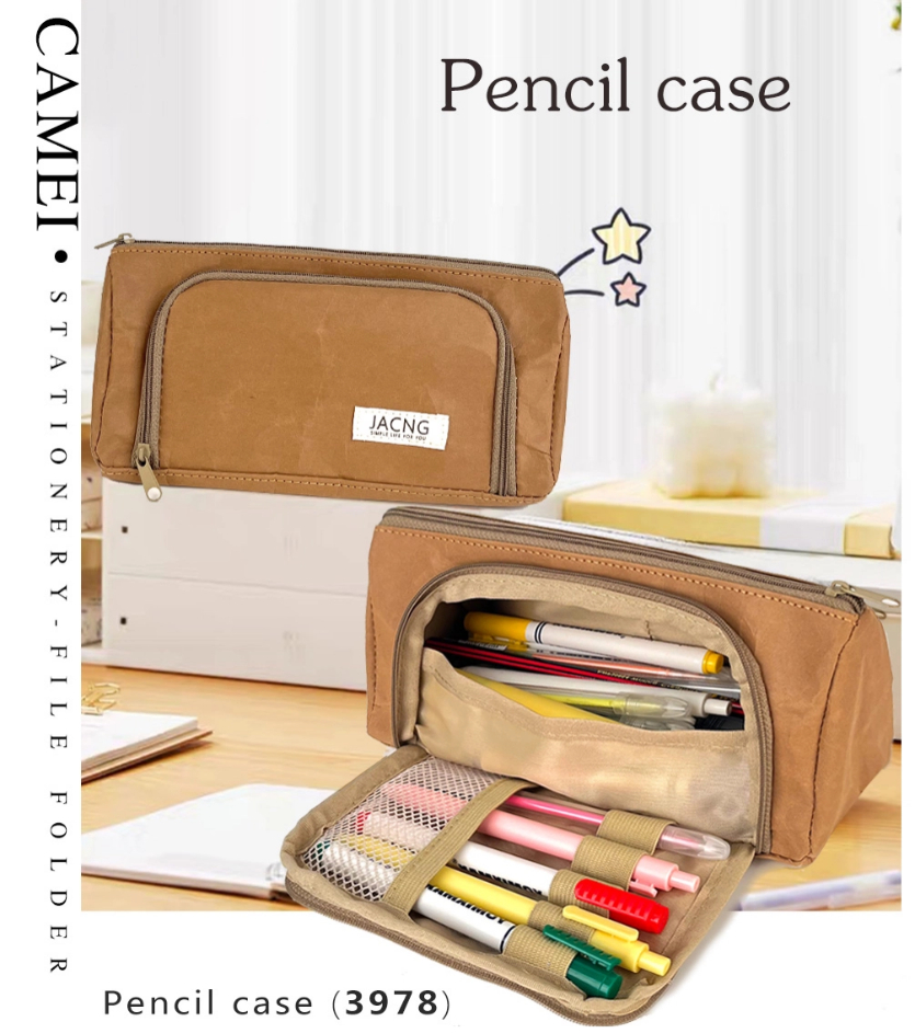 Washable Kraft Paper Large-Capacity Pencil Case