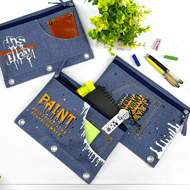 Creative Denim Letter Binder Pouch