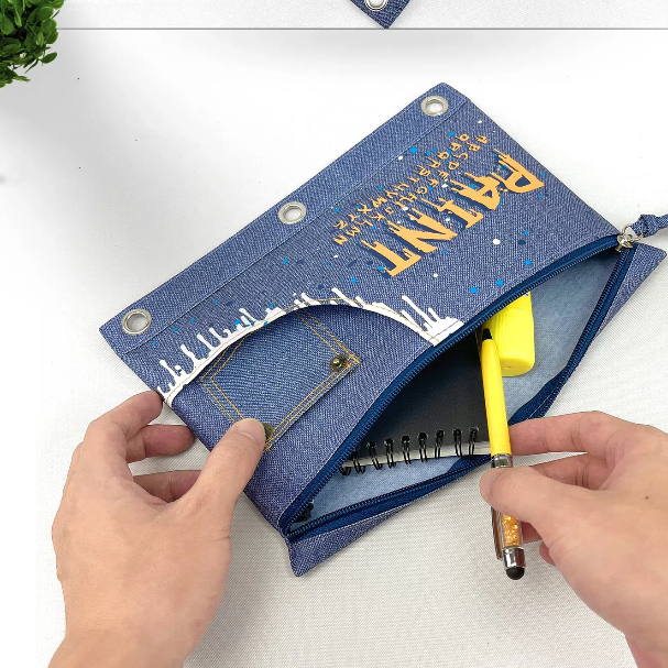 Creative Denim Letter Binder Pouch