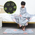 RTS  Flannel Printed Blanket and Mat Sets Football love Star Universe Baby Glow in the Dark Bath Mat Blanket Sets