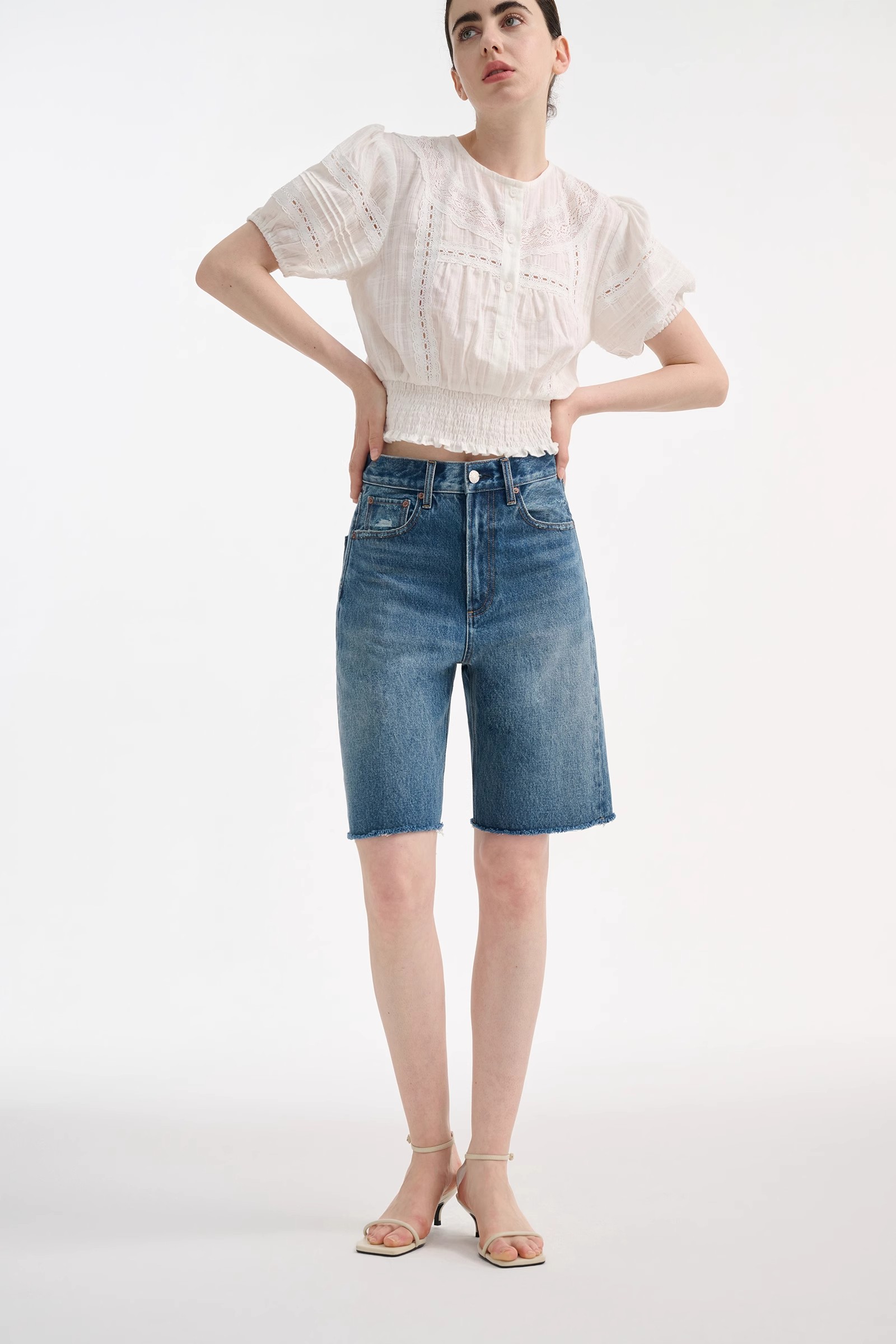 capri jean shorts