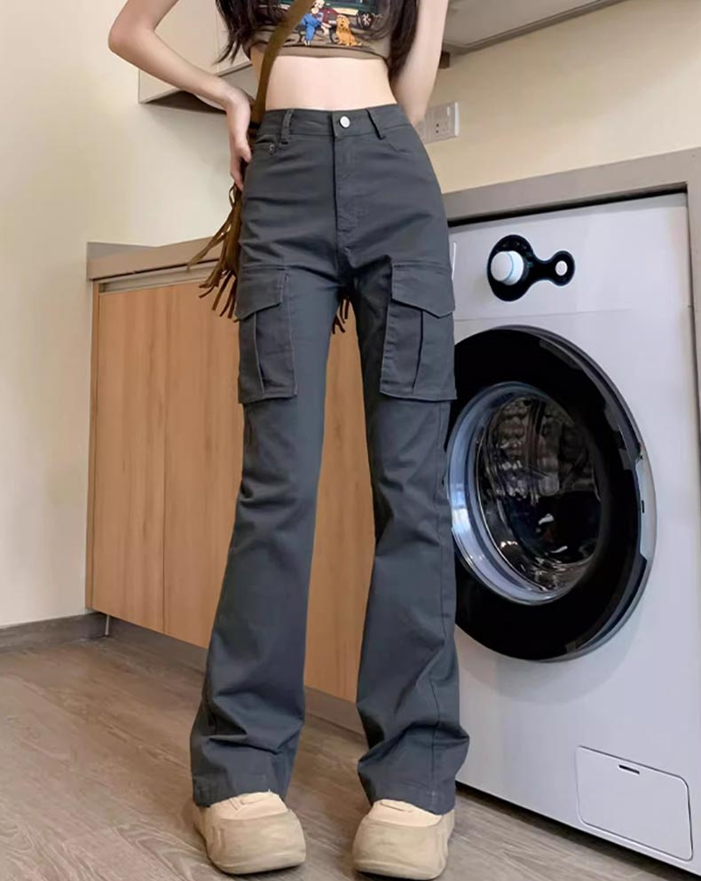 low rise flare cargo pants