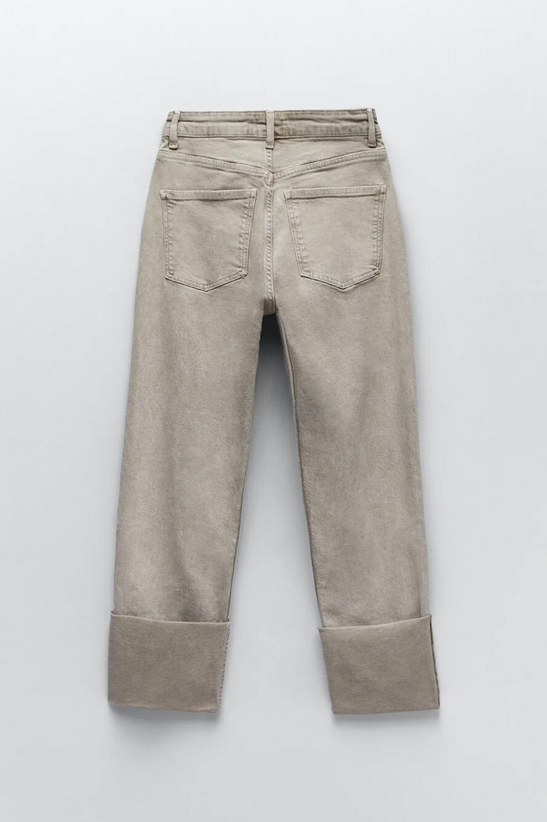 wide leg trousers with turn ups