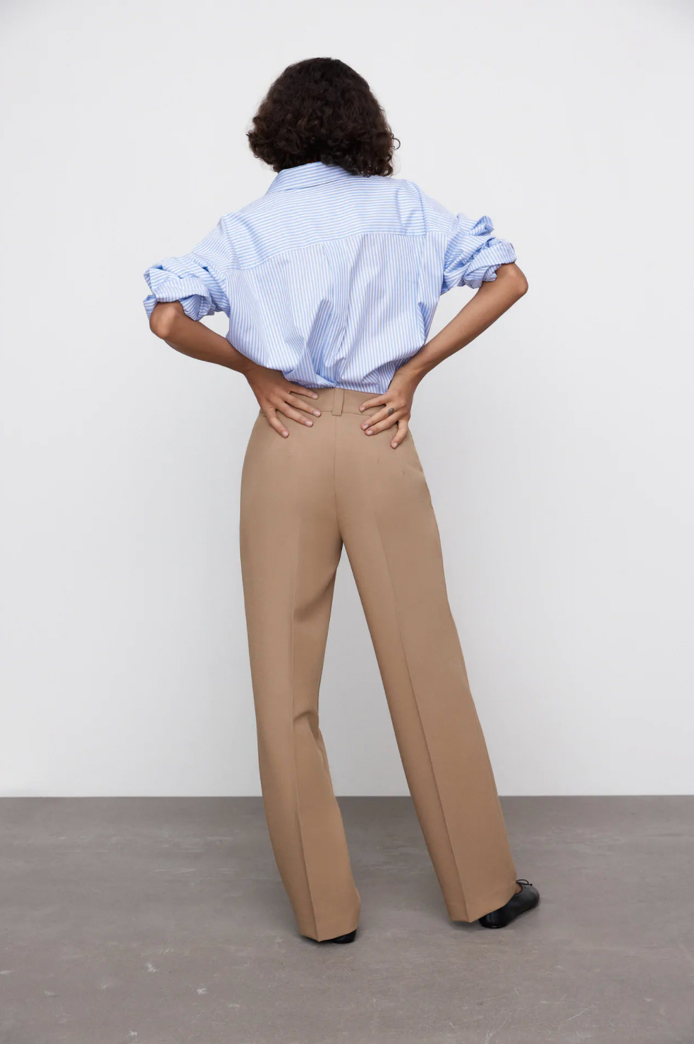 high waisted straight leg trousers