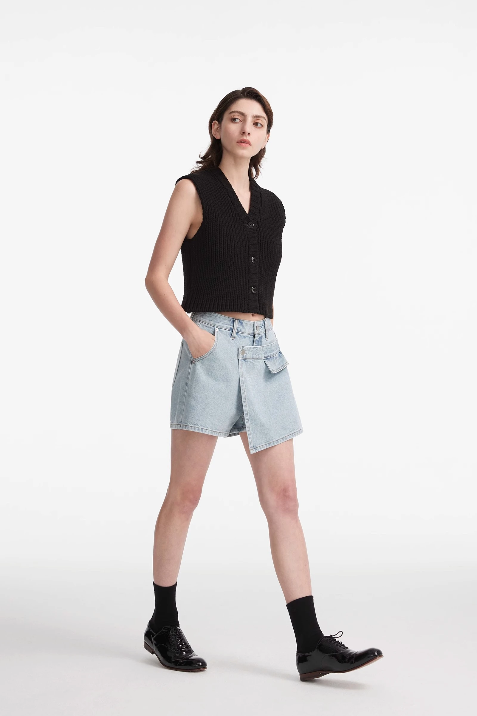 black high waisted jean skirt